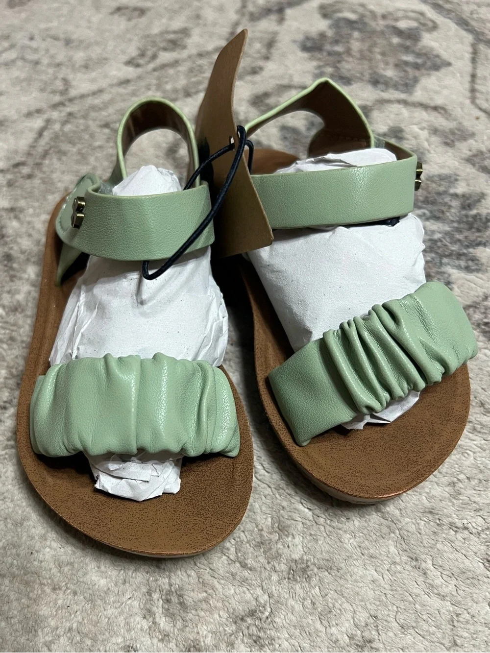 Lucky Brand Light Blue Woven Strappy Flat Sandals & Grace sandals in sage green